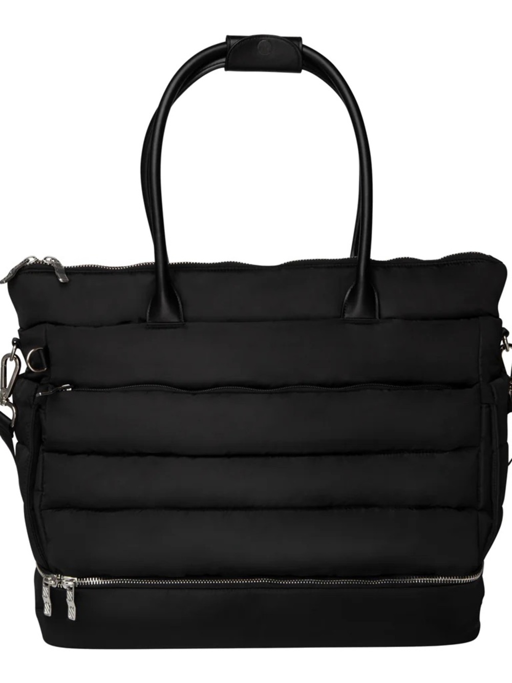 New Padded iPack Puffy Black Tote with Top Handles, Great for Travel, work, gym - Picture 3 of 7
